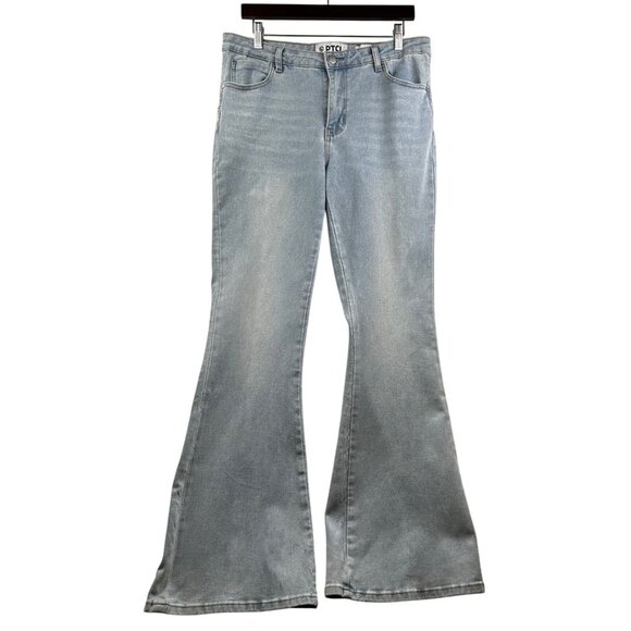 PTCL Ethikal Brand Flare Wide-Leg Jeans Sustainable Denim Star Back Detail Sz 31 - Picture 2 of 9